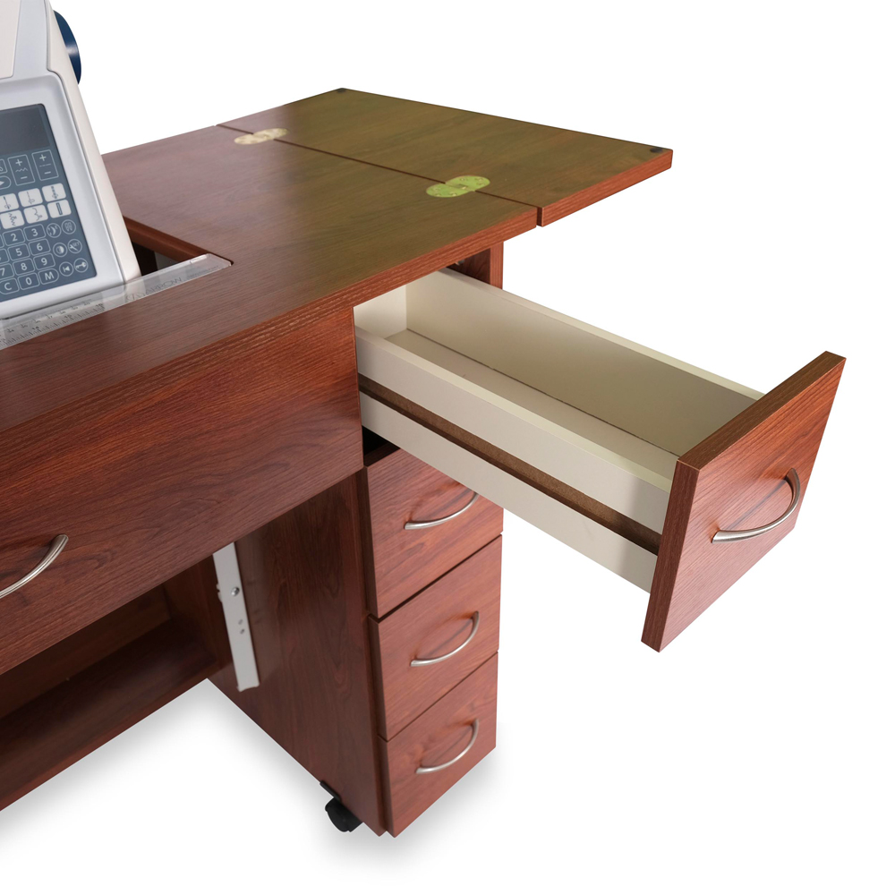 Arrow Cabinets Alice 205 4 Drawer Teak Fold-Out Sewing Cabinet Image 3