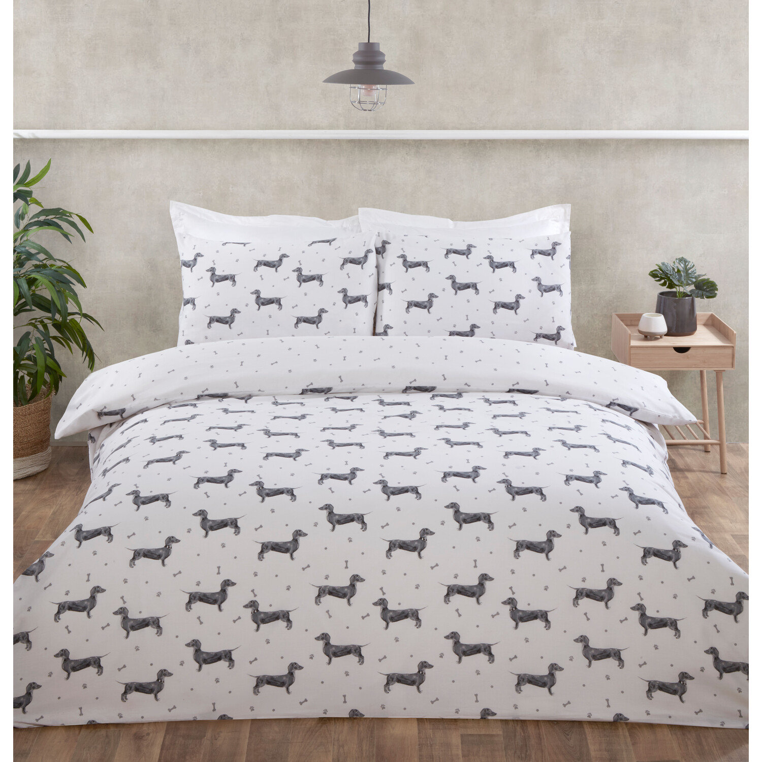 Divante Dexter The Dachshund Single Duvet Cover and Pillowcase Set Image 1
