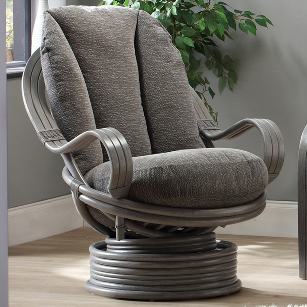 Desser Bali Grey Natural Rattan Laminated Swivel Rocker Chair Image 1