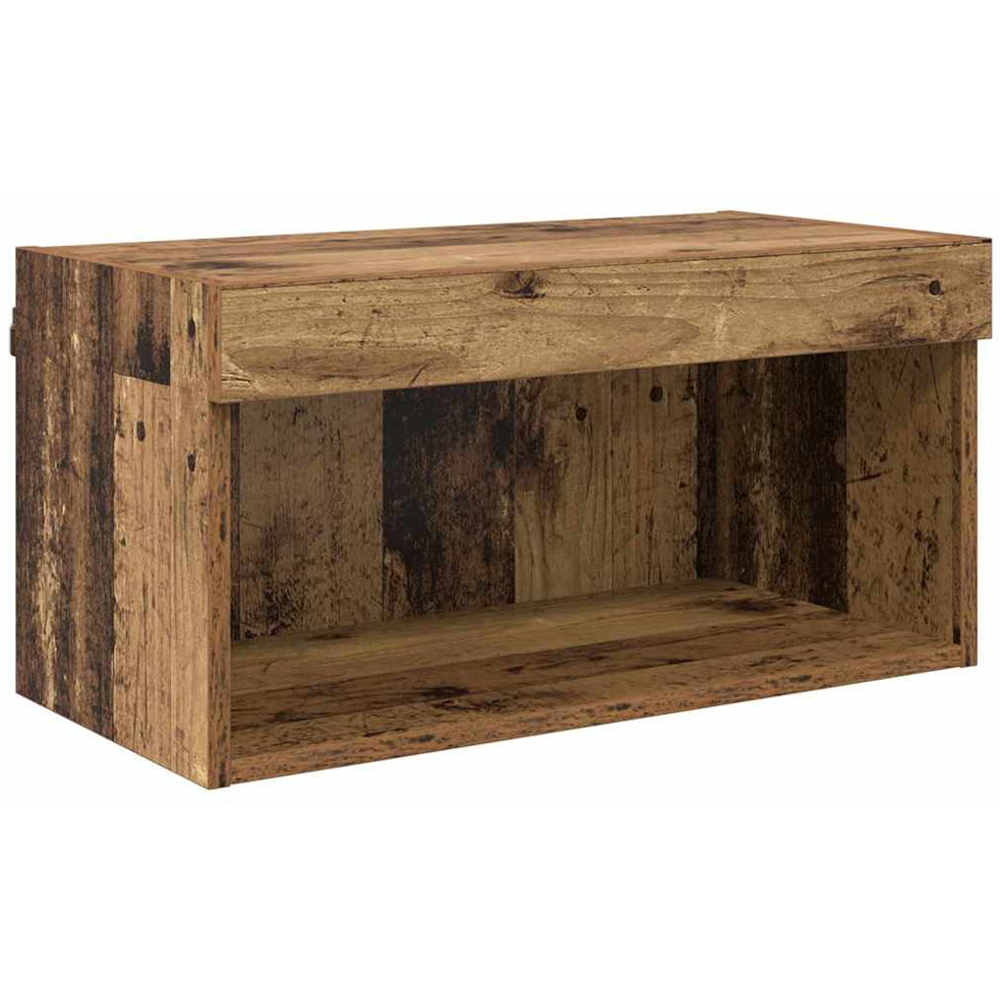 vidaXL 2 Door 10 Shelf Old Wood Wall Mounted TV Unit with LED Lights Image 7