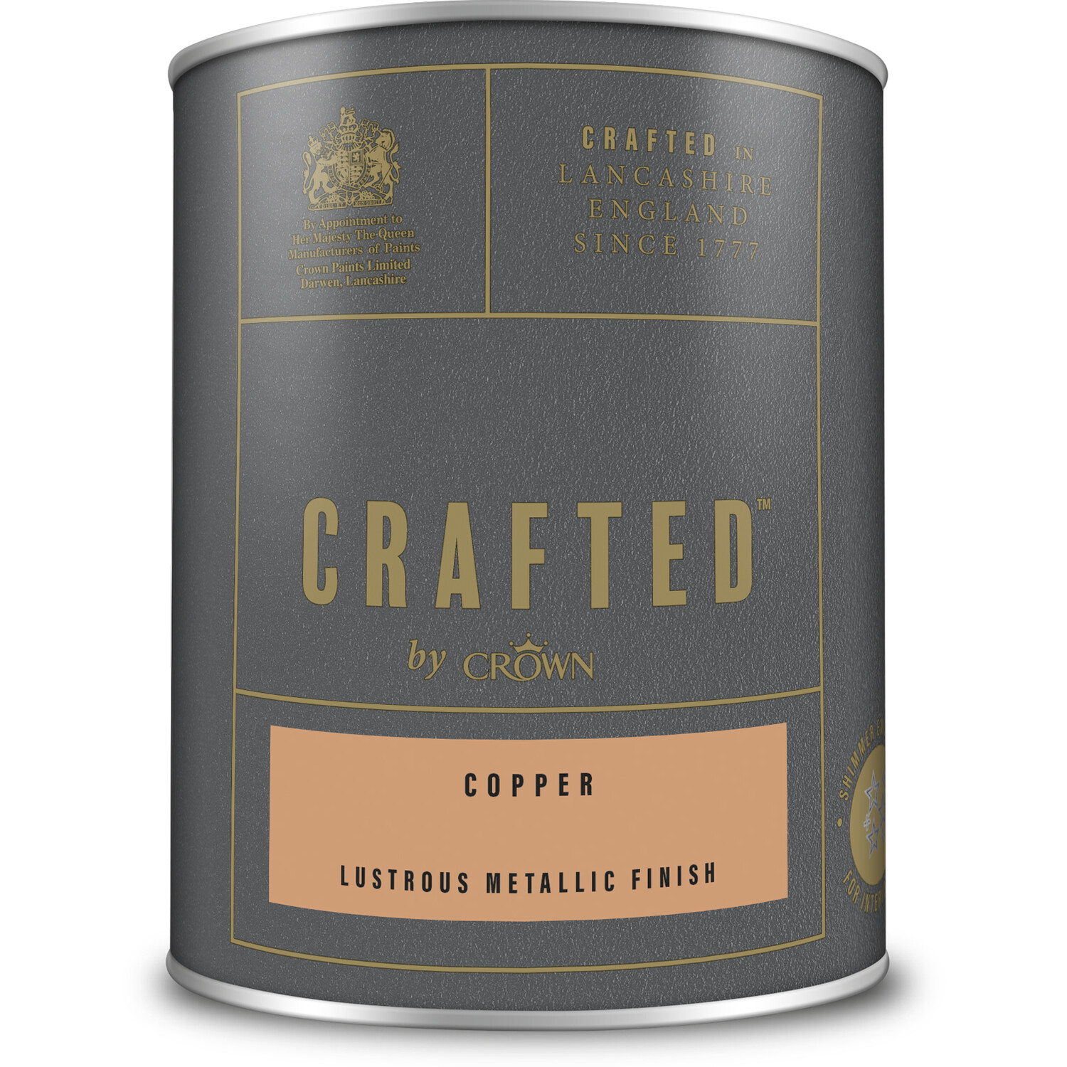 Crown Crafted Walls Wood and Metal Copper Lustrous Metallic Shimmer Emulsion Paint 1.25L Image 2