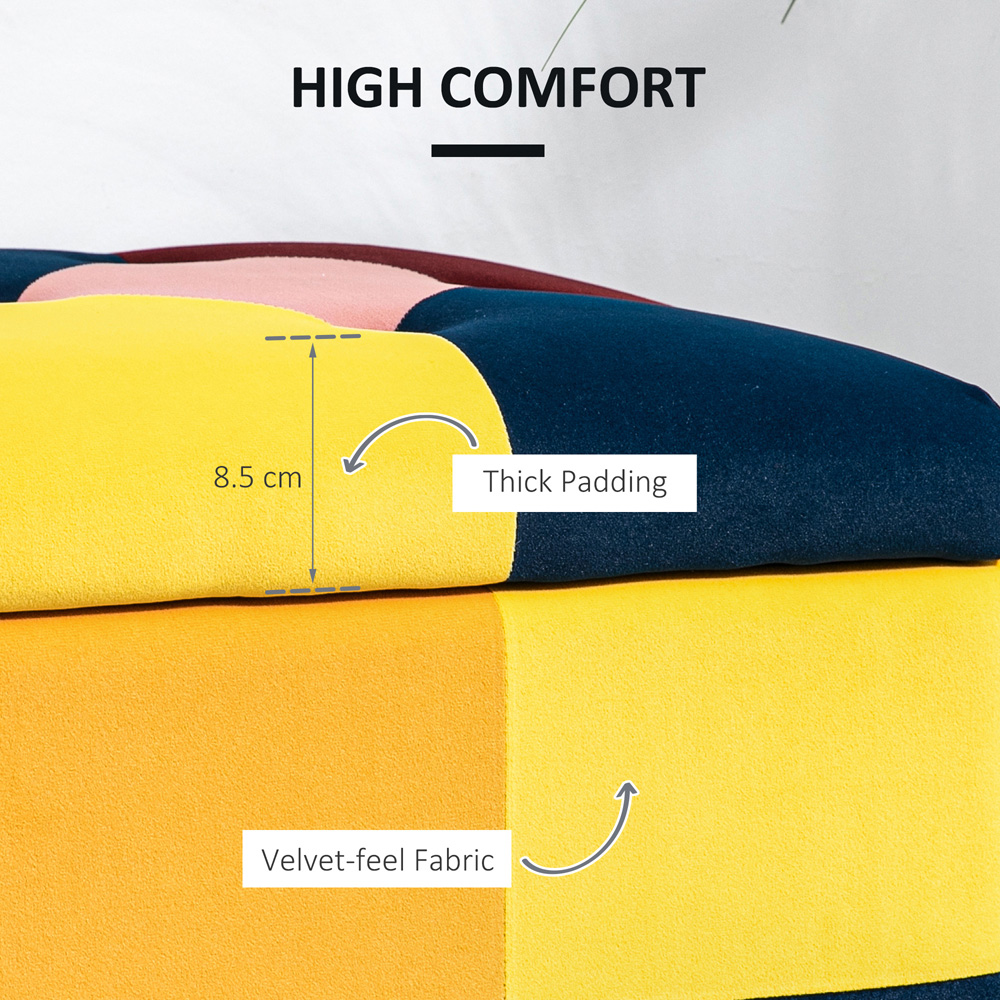 HOMCOM Multicolour Velvet Button Tufted Ottoman Bench Image 6