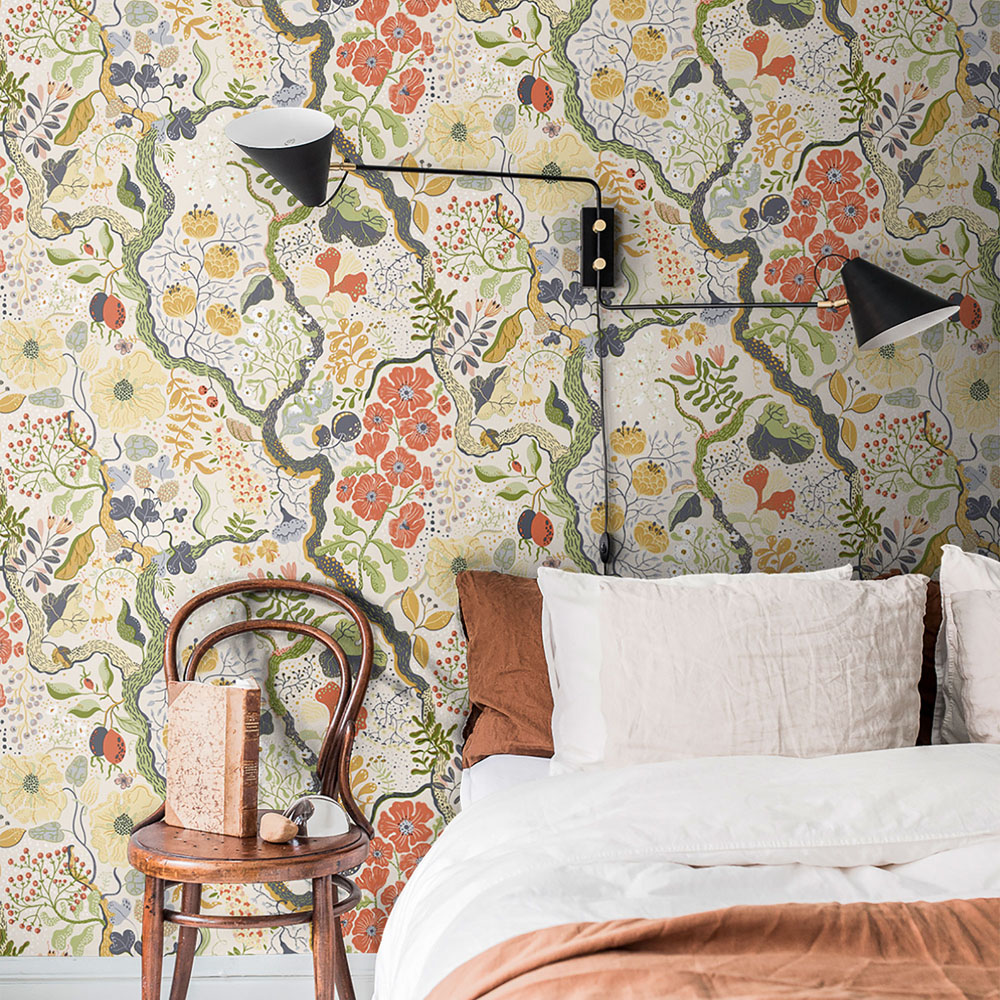 Galerie Sommarang Ann Floral White and Yellow Wallpaper Image 2