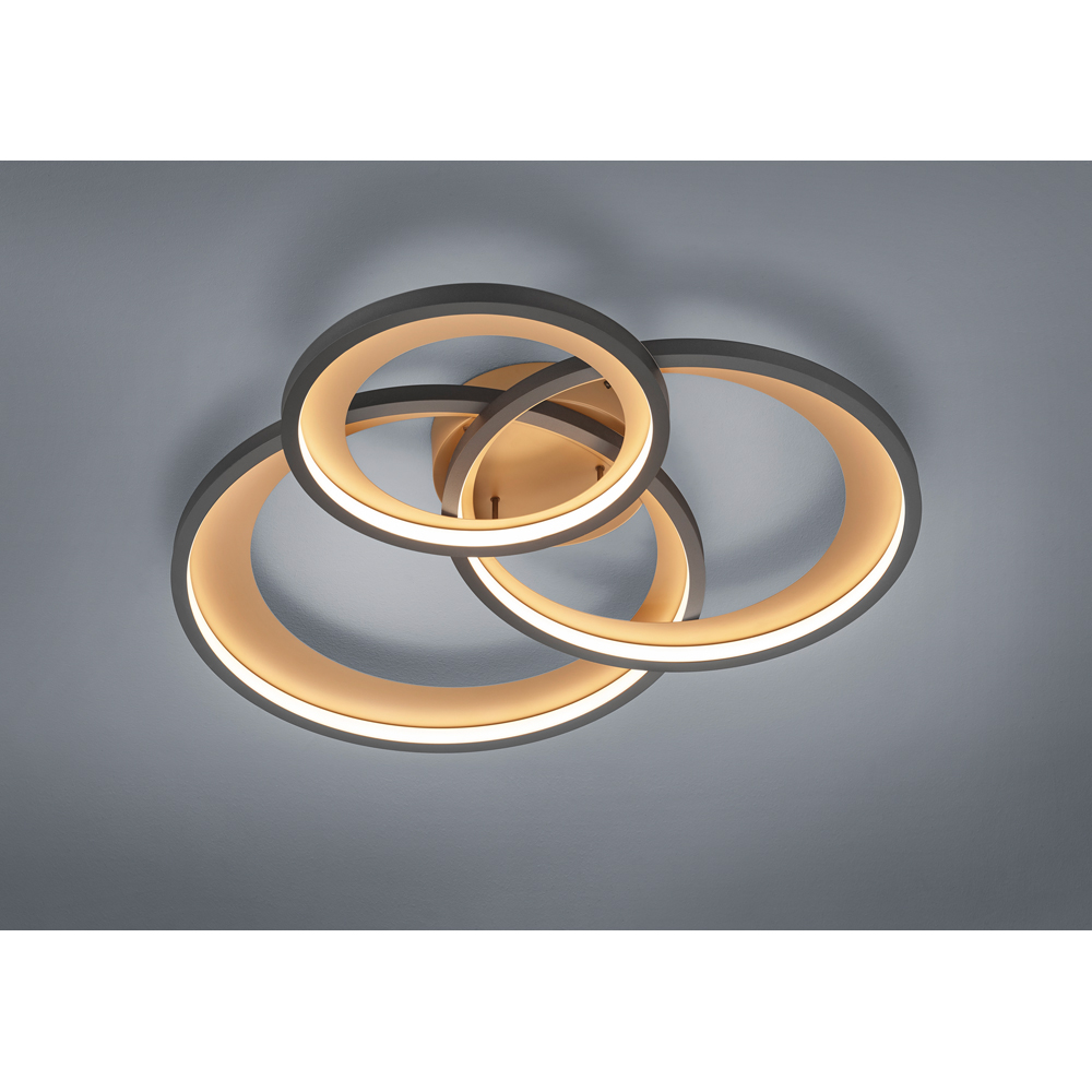 TRIO Granada Black and Gold Integrated LED Ceiling Light Image 2