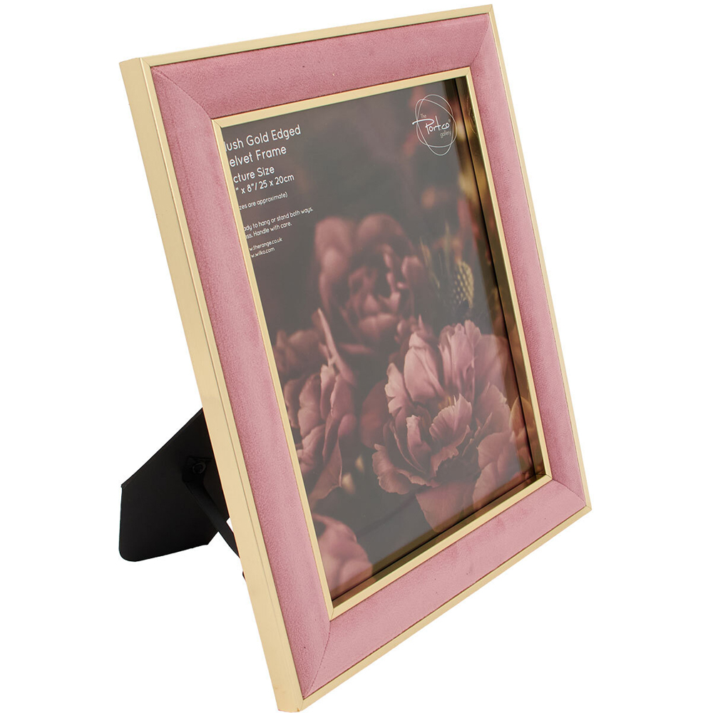 Gold Edged Velvet Photo Frame Blush 10 x 8 inch Image 4