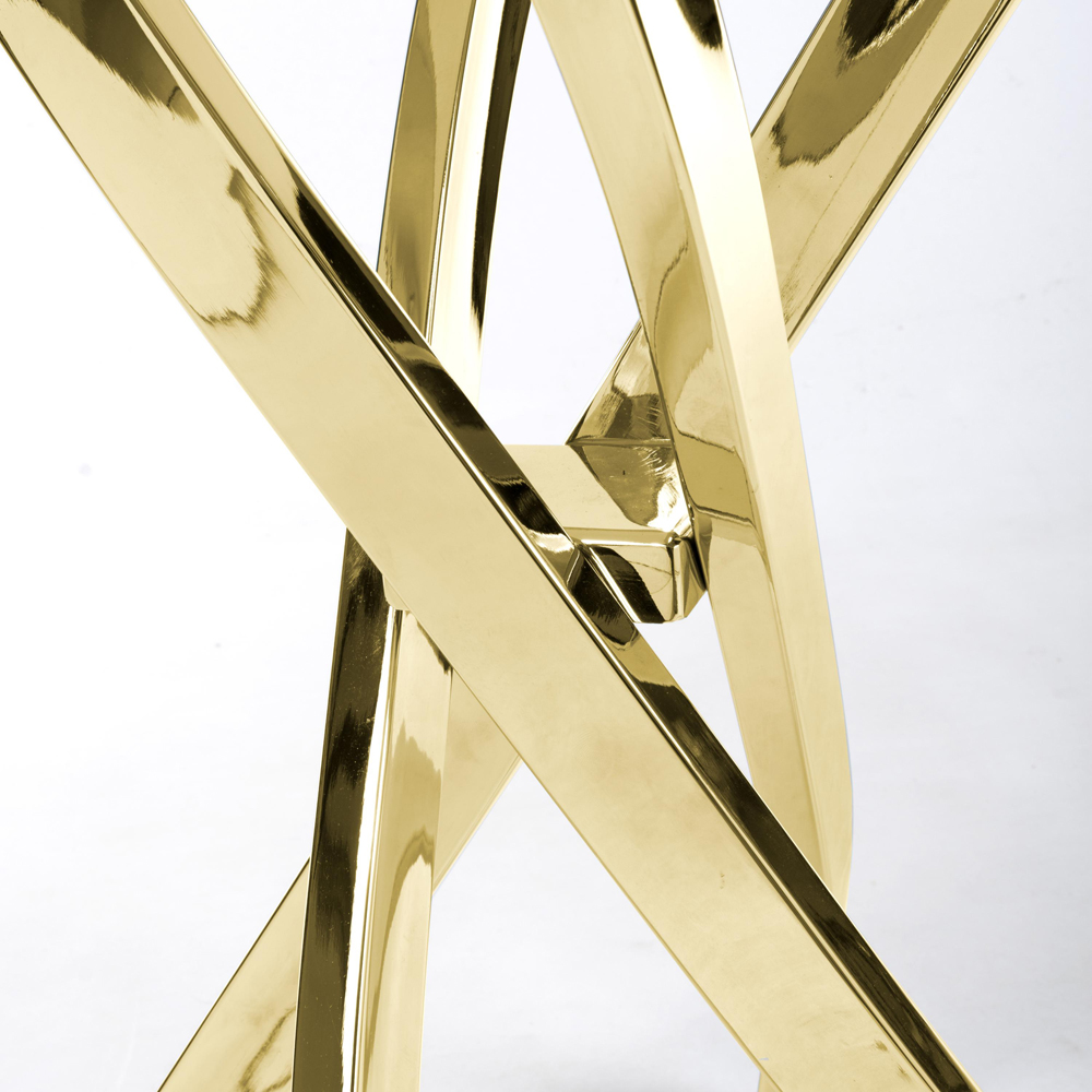wilko Monaco Gold and White Marble Glass Console Table Image 5