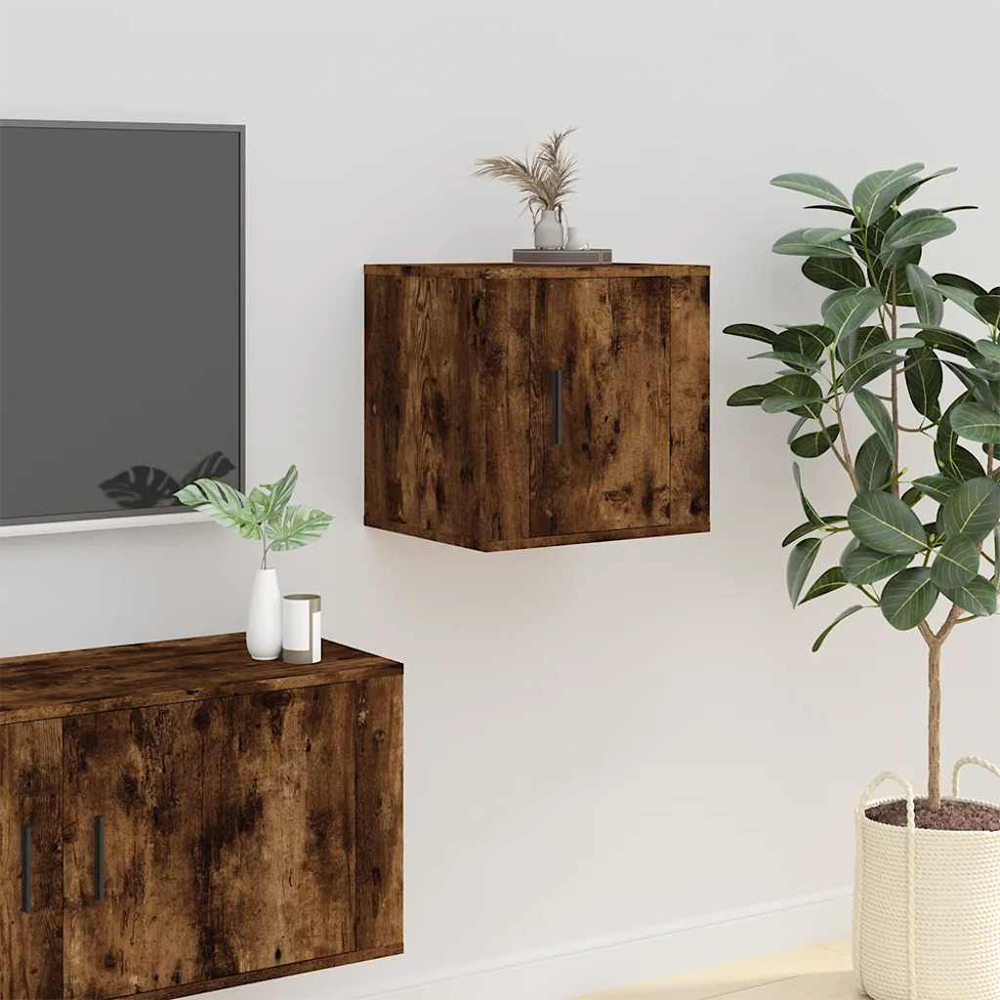 vidaXL Single Door Smoked Oak Wall Mounted TV Cabinet Image 3