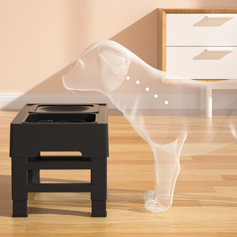 H&O Direct Black Folding Height Adjustable Pet Feeder with Water Bowl Image 2