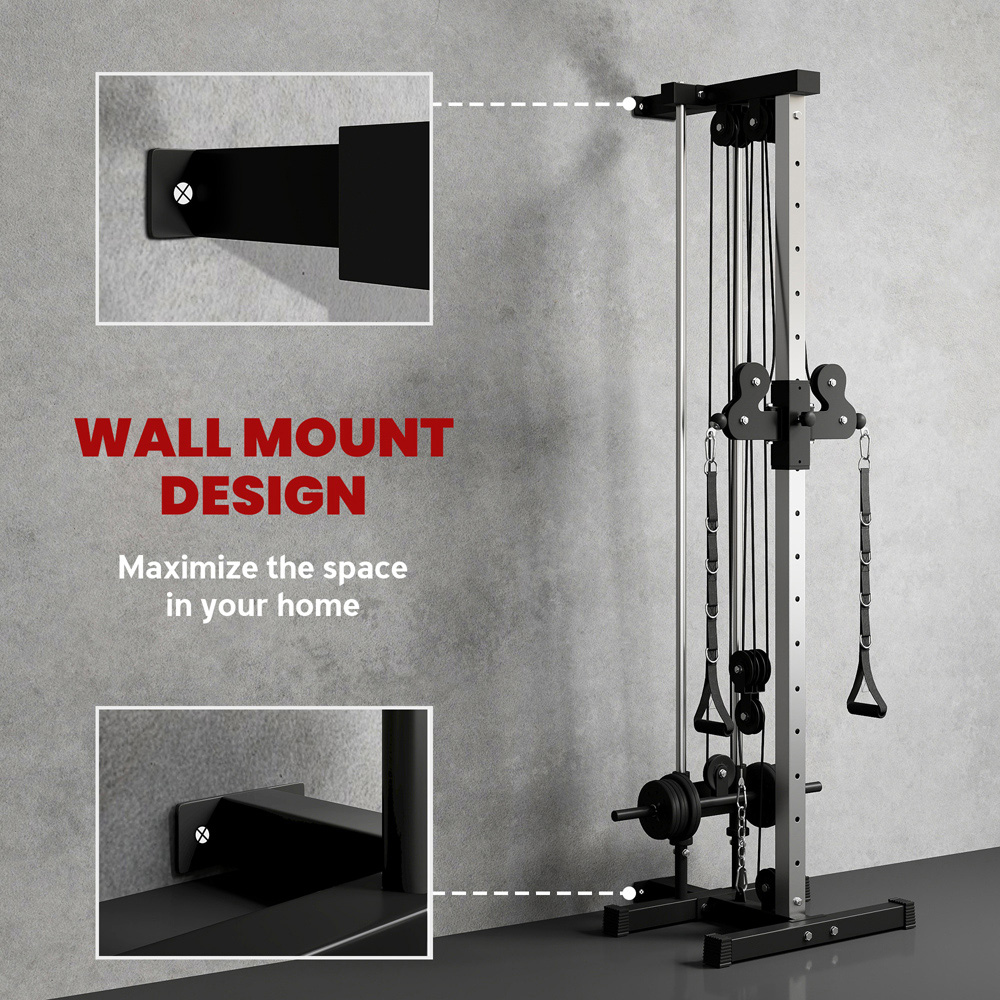 SPORTNOW Wall Mount Cable Station with Adjustable Dual Pulleys Image 5