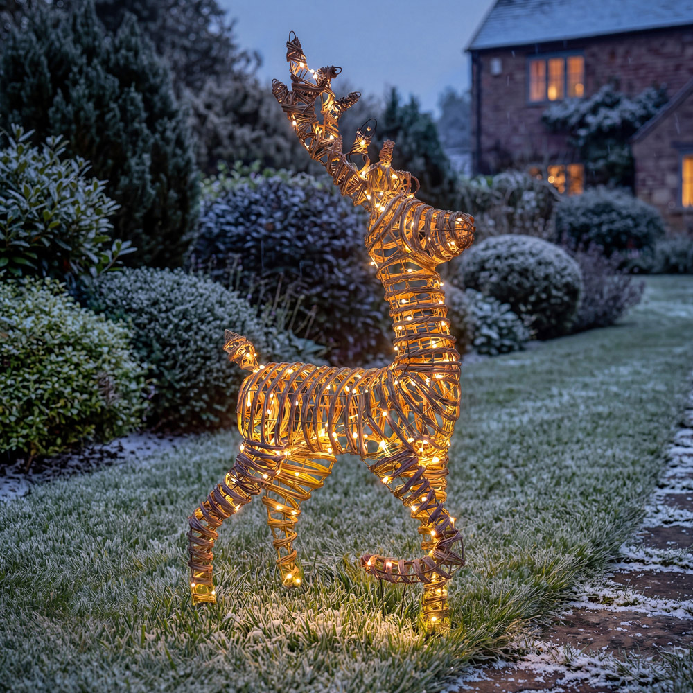 Charles Bentley Large Rattan Light Up Reindeer Christmas Decoration 120cm Image 5