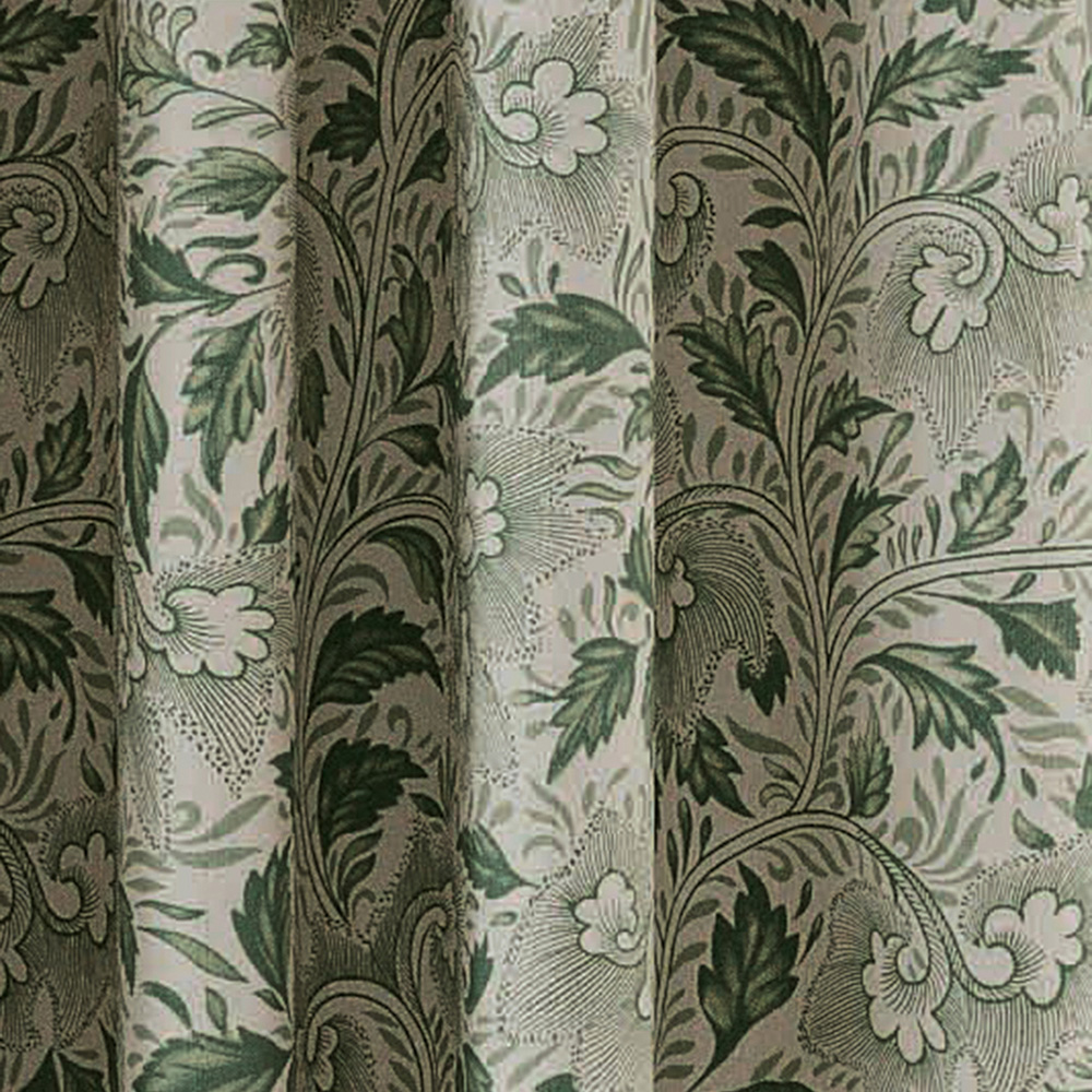 V&A Ornamental Bloom Green Lined Blackout Pencil Pleat Curtains 168 x 229cm Image 3