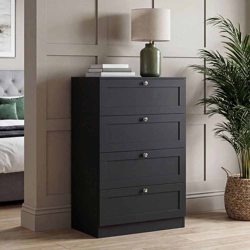 VIDA DESIGNS Altino 4 Drawer Black Shaker-Style Chest of Drawers Image 3