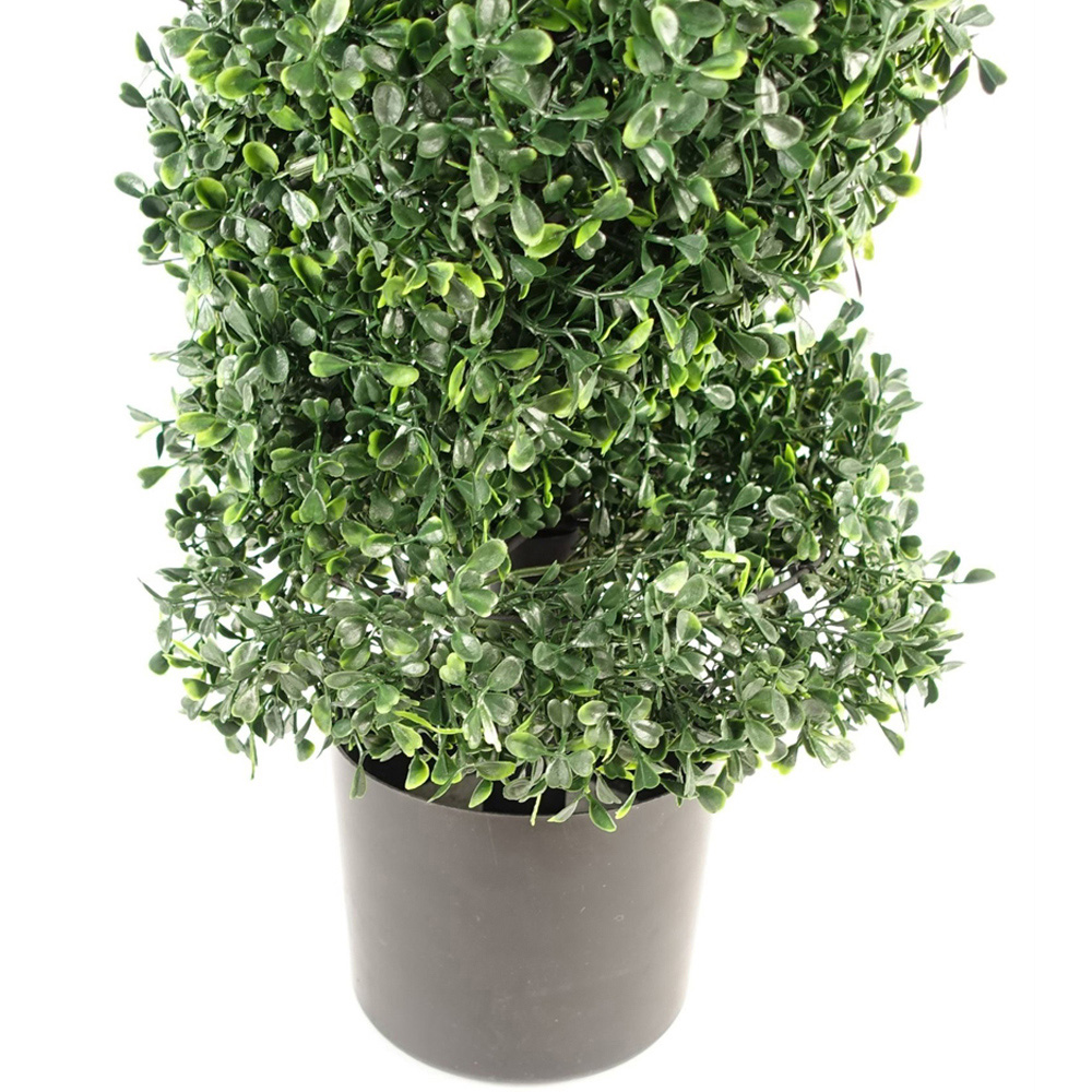 Leaf Boxwood Spiral Topiary Artificial Tree in Pot 4ft 2 Pack Image 2
