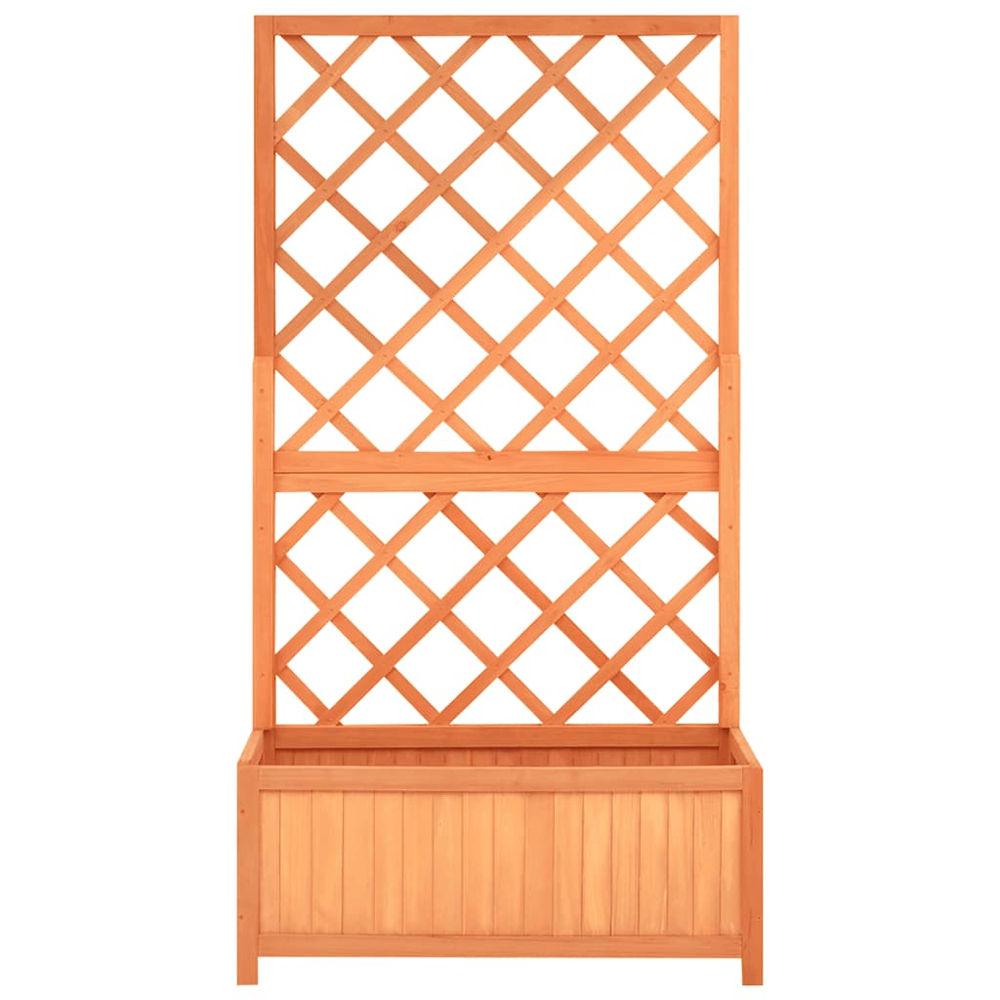 vidaXL Brown Fir Wood Garden Planter with Trellis 135 x 30 x 70cm Image 2