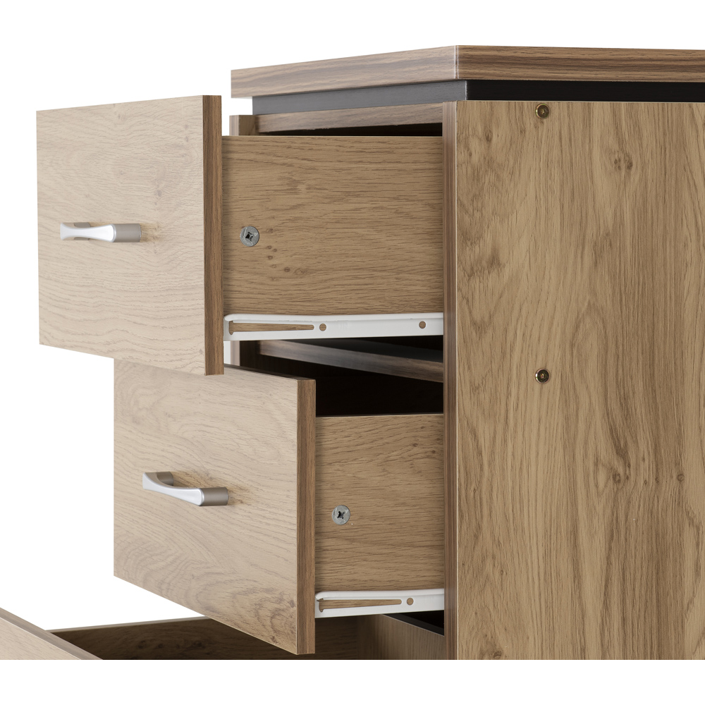 Seconique Charles 5 Drawer Oak Effect Veneer Narrow Chest of Drawers Image 4