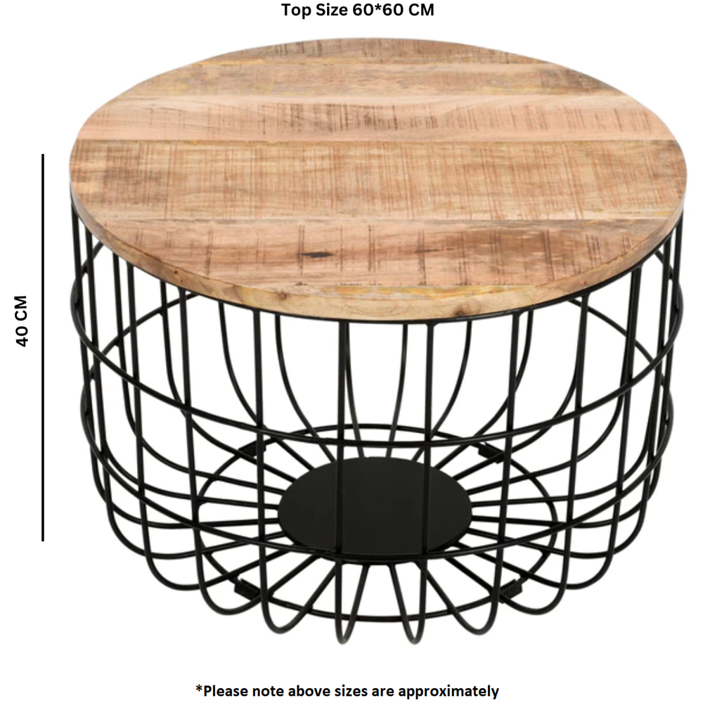 Brooklyn Surrey Solid Wood and Metal Wire Coffee Table Image 7