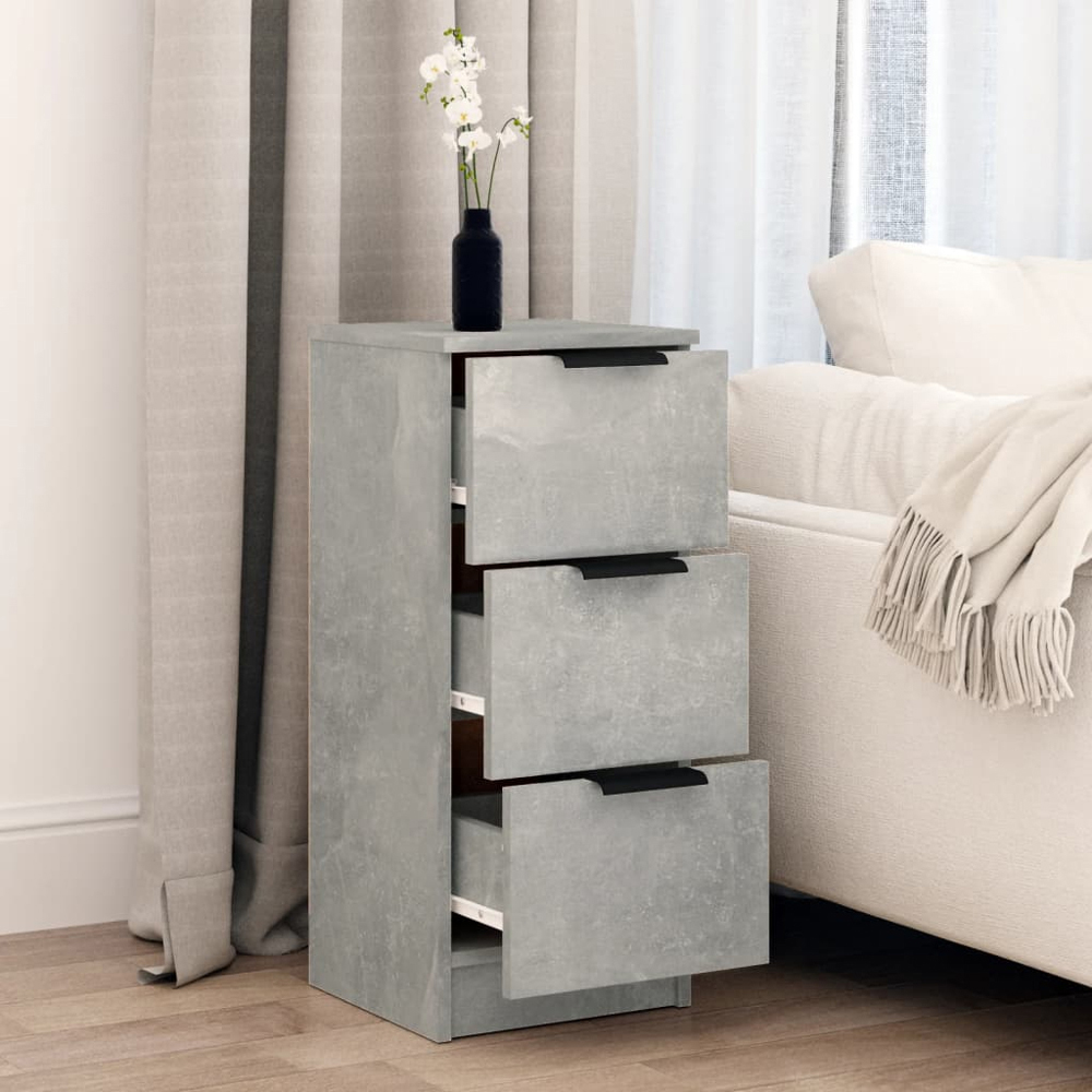 vidaXL 3 Drawer Concrete Grey Wooden Sideboard Image 8