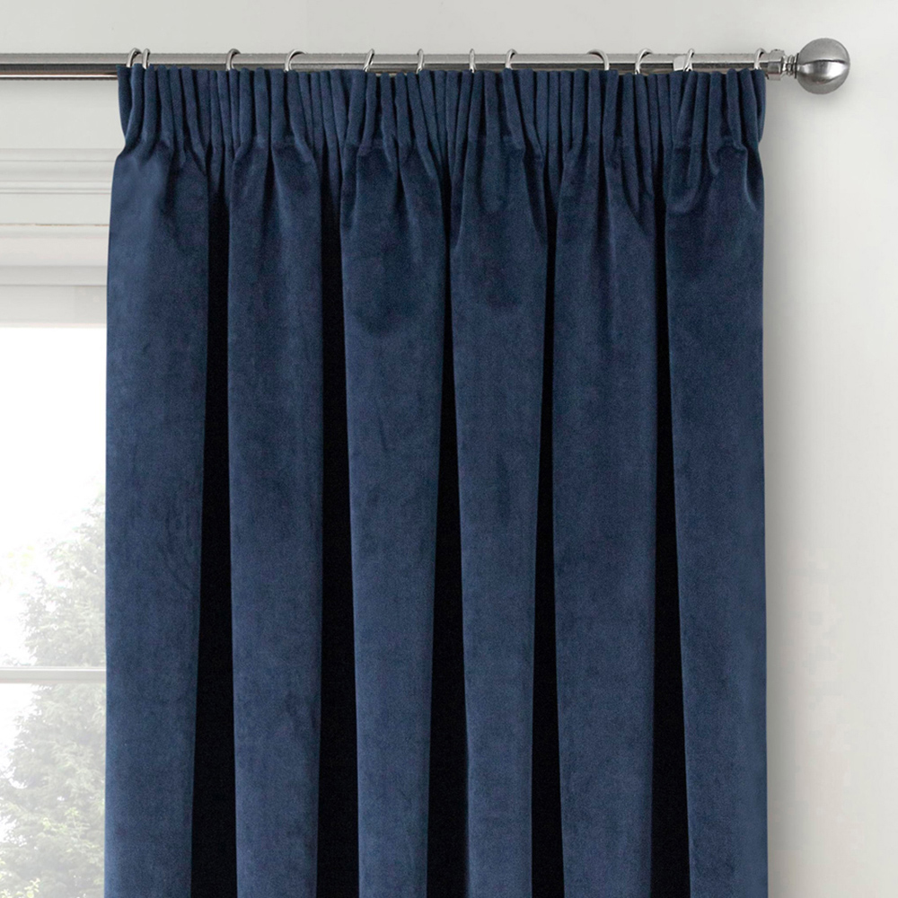 Enhanced Living Oxford Navy Thermal Blackout Pencil Pleat Velvet Door Curtain 168 x 214cm Image 3