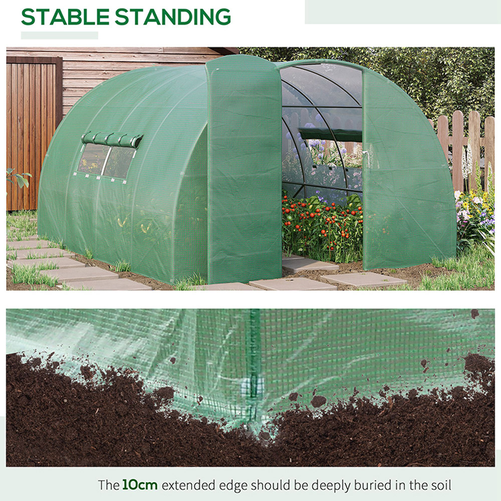 Outsunny Green Steel 10 x 13ft Walk In Polytunnel Greenhouse Image 6