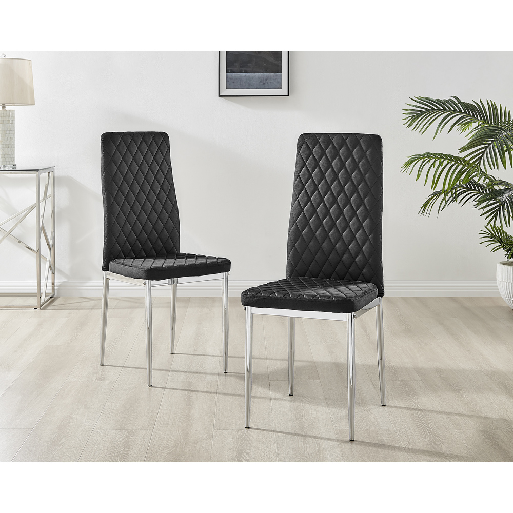 Furniturebox Valera Set of 4 Black and Chrome Velvet Dining Chair Image 6