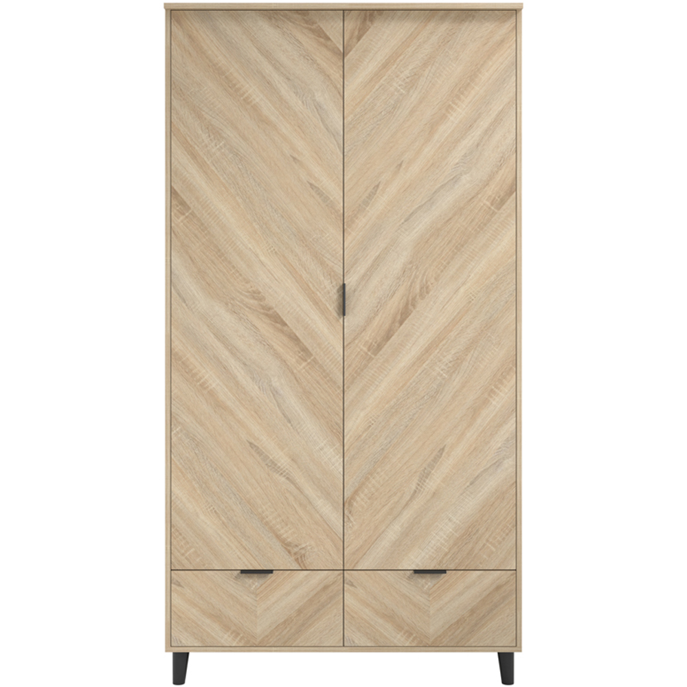 Stockholm Chevron 2 Door 2 Drawer Sonoma Oak Wardrobe Image 4