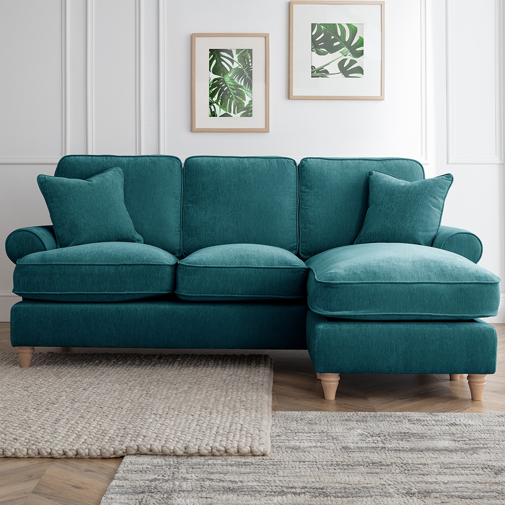 The Victoria 3 Seater Emerald Right Hand Chaise Sofa Image 1