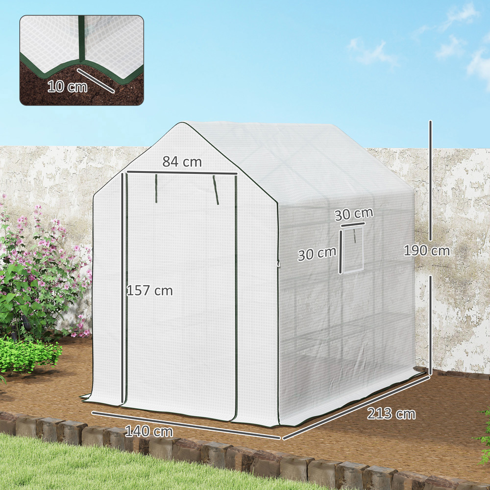 Outsunny White Plastic 4.5 x 7ft Walk In Greenhouse Image 8