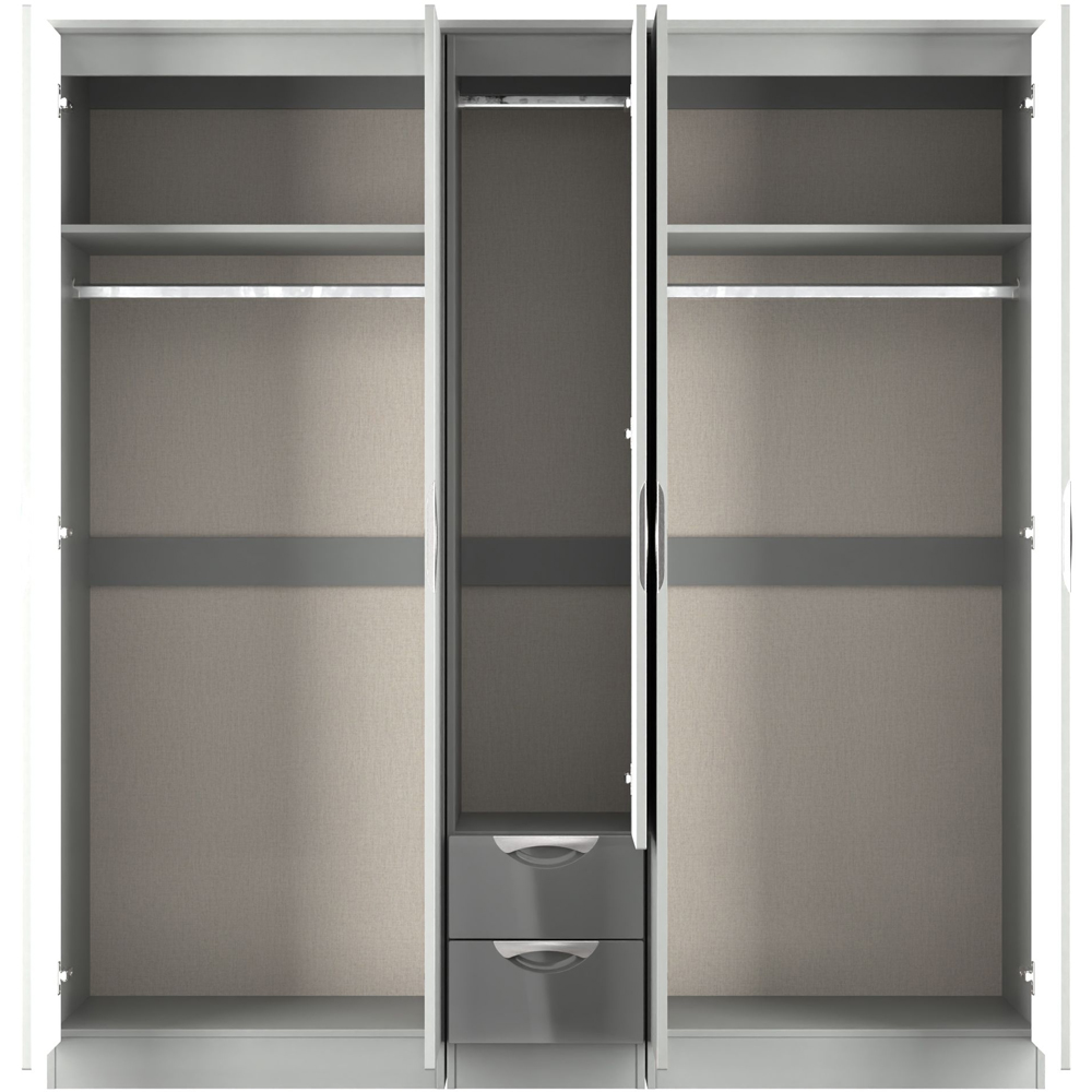 Crowndale Camden 5 Door 2 Drawer Grey Gloss and Dusk Grey Wardrobe Ready Assembled Image 6