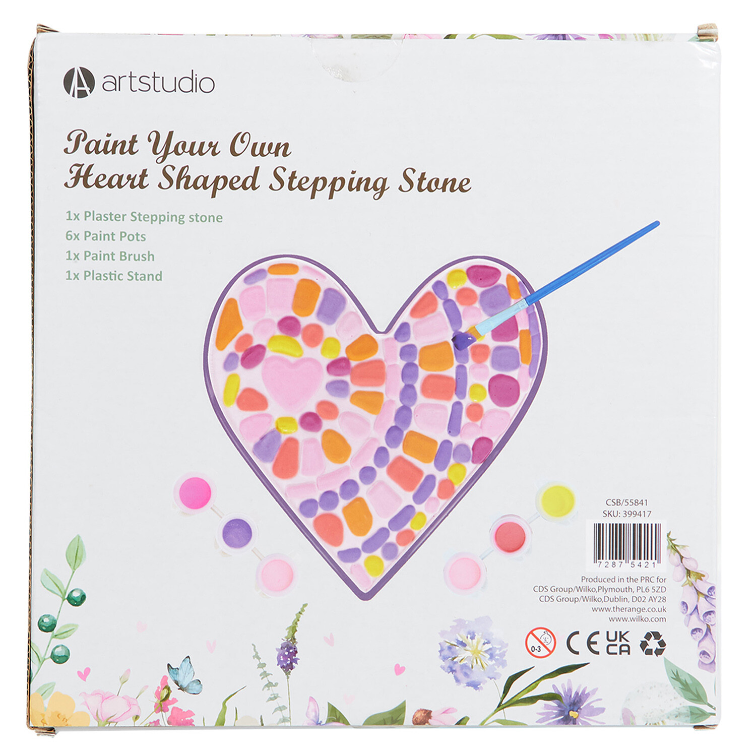Paint Your Own Heart Shaped Stepping Stone Kit - White Image 3