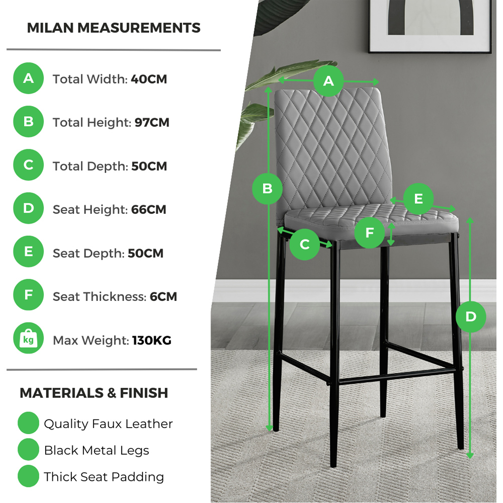 Furniturebox Valera Cappuccino and Black Faux Leather Bar Stool Set of 2 Image 8