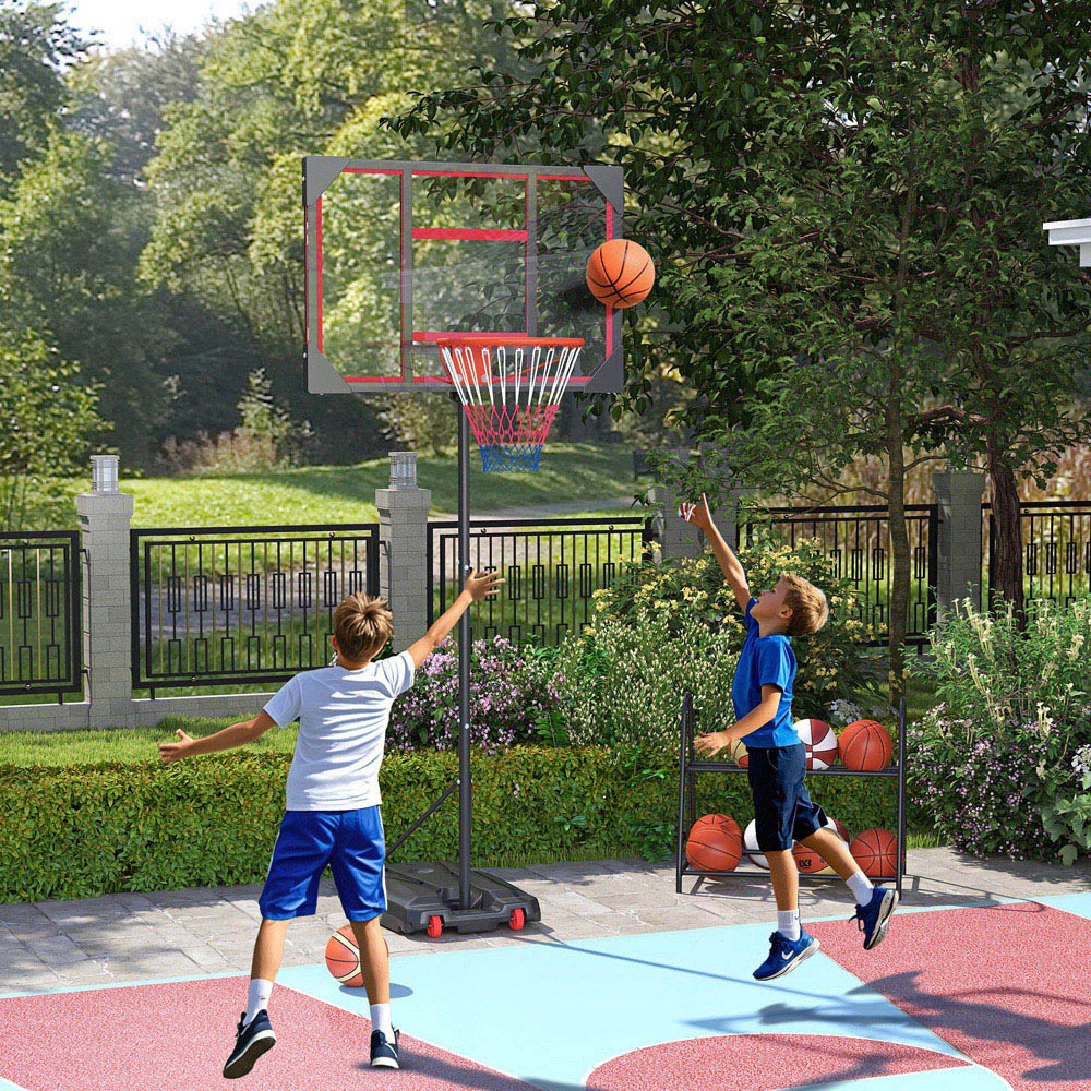 AIYAPLAY Red Height Adjustable Basketball Hoop 210-260cm Image 2
