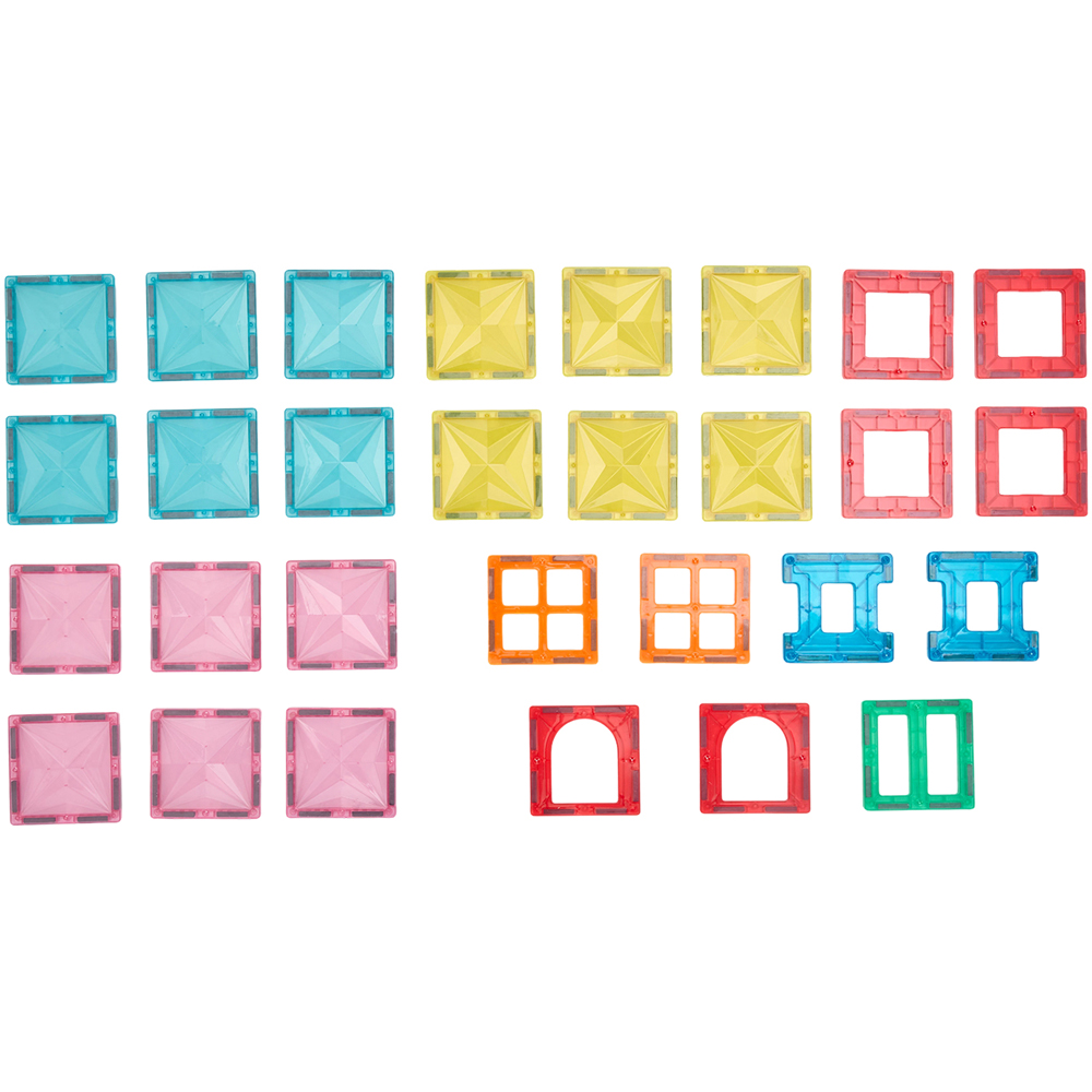 H&O Direct 60 Piece Magnet Building Tile Clear 3D Building Block Image 2