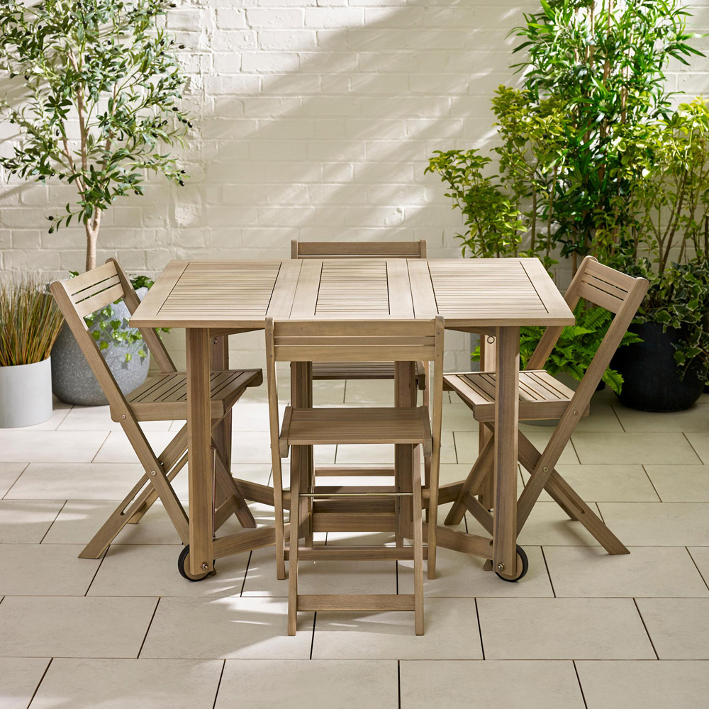 Furniturebox Brigend 4 Seater Wooden Foldable Outdoor Table Set Image 5