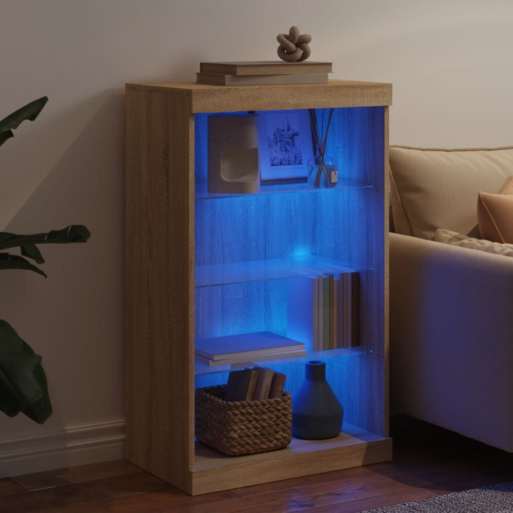vidaXL 4 Shelf Sonoma Oak LED Sideboard Image 9