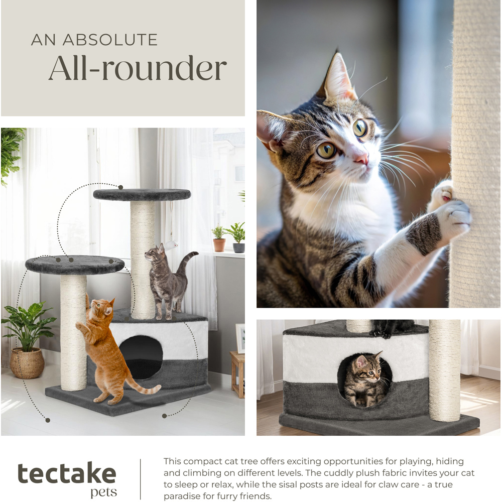 tectake Tommy Grey and White Cat Tree 71cm Image 5