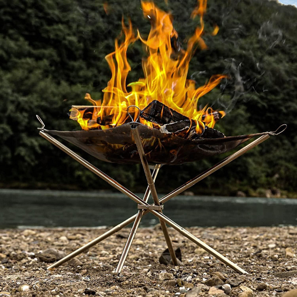 Shatchi Foldable Outdoor Camping Fire Pit with Carry Bag Image 2
