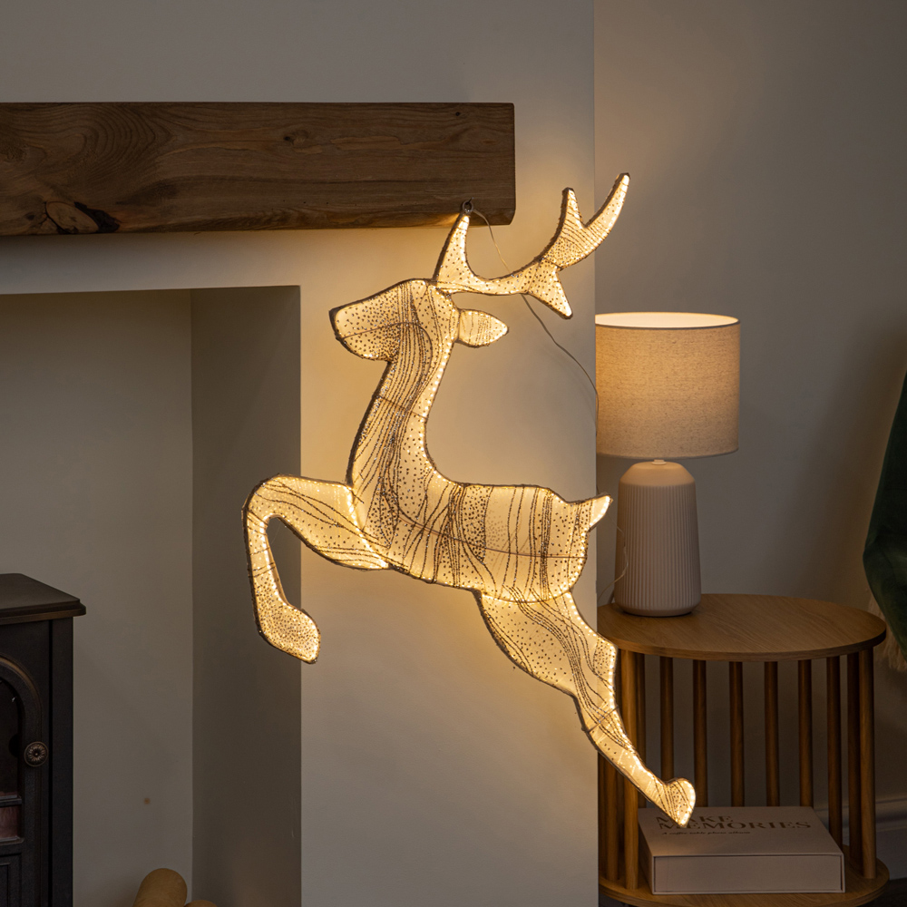 Samuel Alexander Aura 540 Warm White LED Light-Up Gold Leaping Christmas Reindeer 71cm Image 9