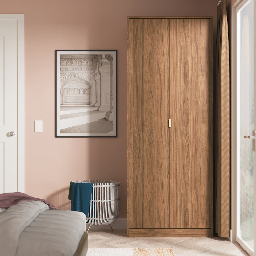 Crowndale Hong Kong 2 Door Carini Walnut Tall Wardrobe Ready Assembled Image 7