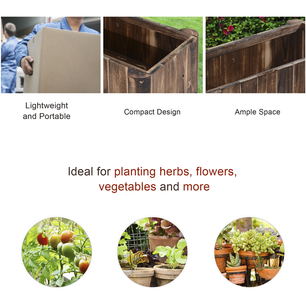 Outsunny Wooden Raised Garden Bed with Drainage Gaps 45 x 50 x 120cm Image 5