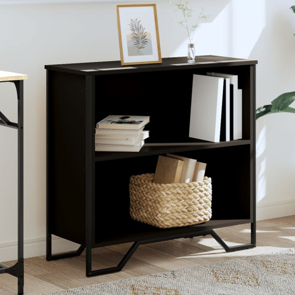 vidaXL 2 Shelf Black Bookcase Image 1