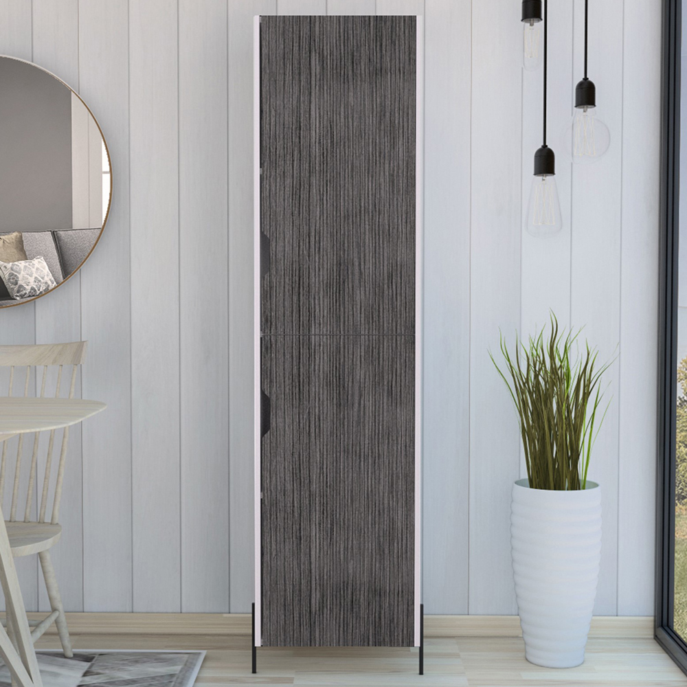 Core Products Dallas 2 Door White and Carbon Grey Tall Storage Cabinet Image 1