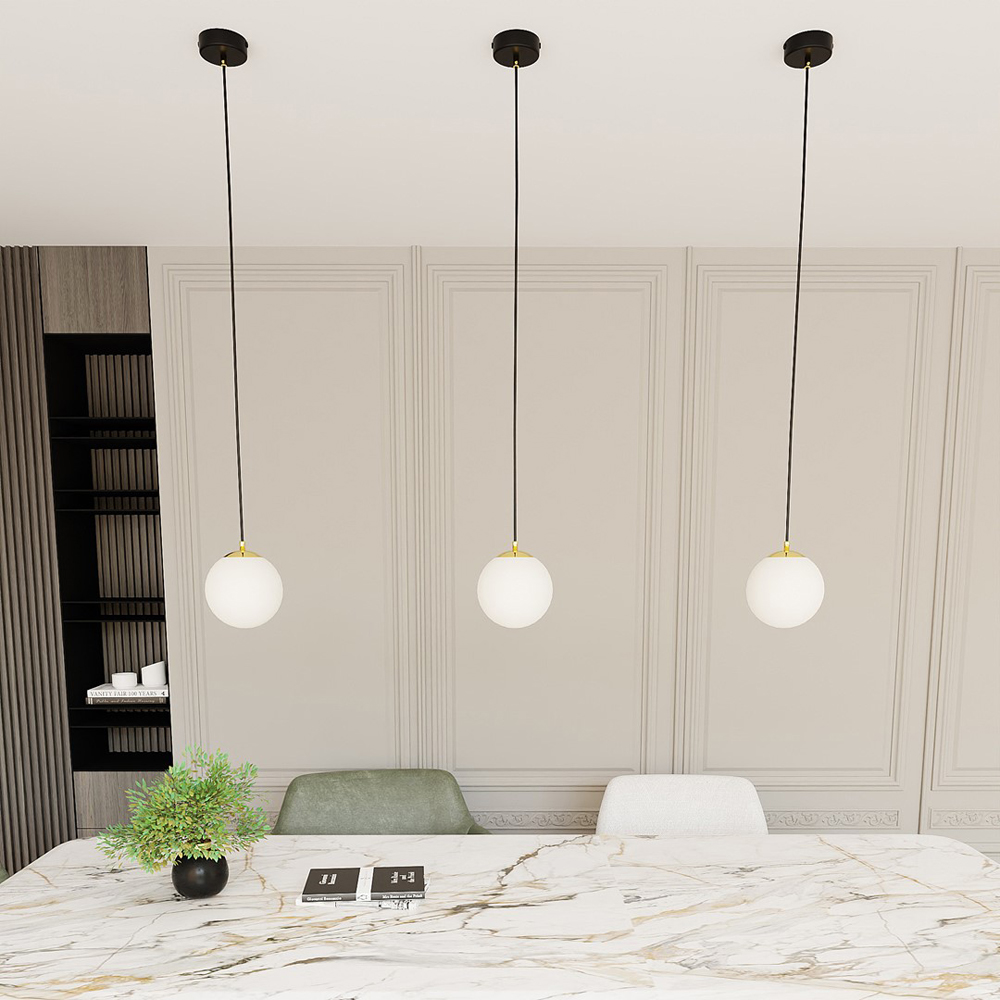 Emibig Royal Single Light White Shade Black and Gold E14 Ceiling Pendant Light Image 8