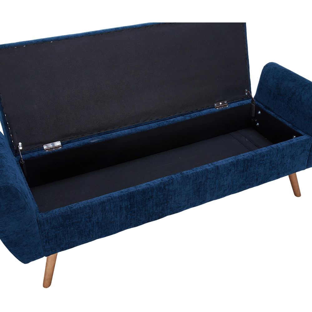 Living and Home Blue Chenille Upholstered Storage Bench Image 6