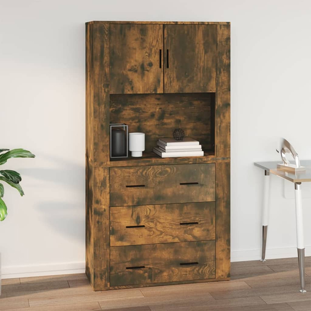 vidaXL 2 Door Single Shelf Brown Wall Cabinet Image 7