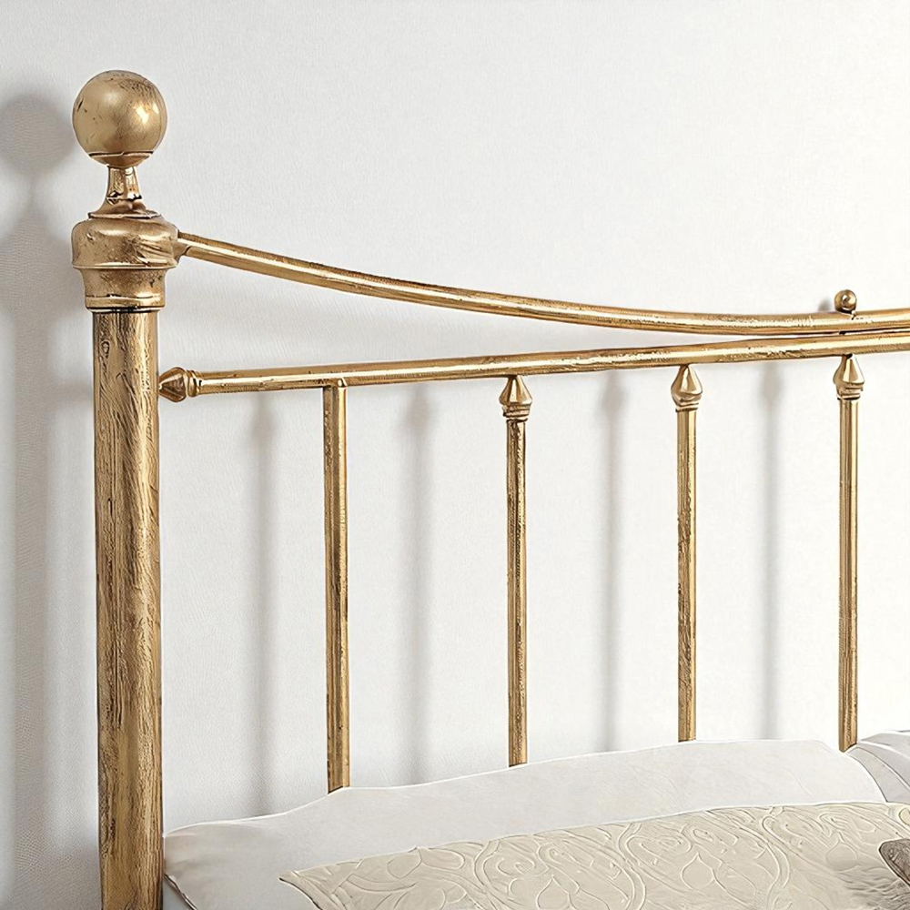 OAT Home Hampstead Small Double Antique Brass Effect Metal Bed Image 3