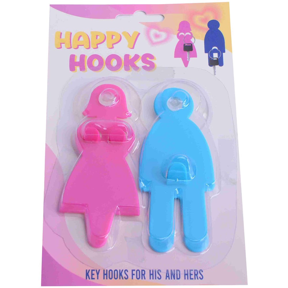 Set of 2 Happy Hooks - Blue or Pink Image 2