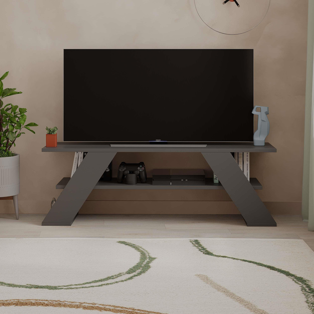 Decortie Farfalla Single Shelf Anthracite Modern TV Unit Image 3