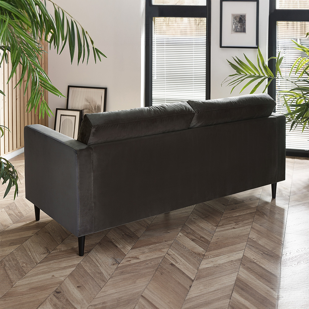 Furniturebox Josie 3 Seater Dark Grey Velvet Sofa Image 4