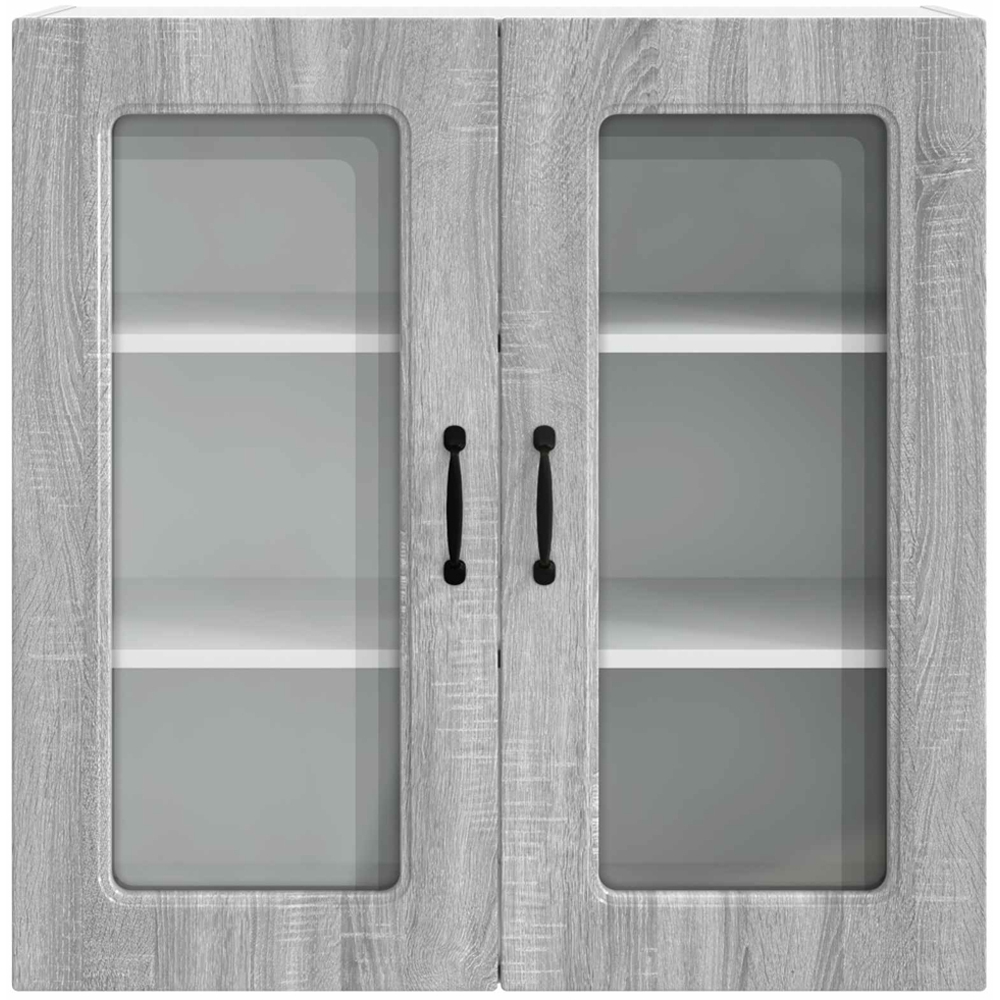 vidaXL 2 Glass Door Grey Sonoma Kitchen Wall Cabinet Image 4