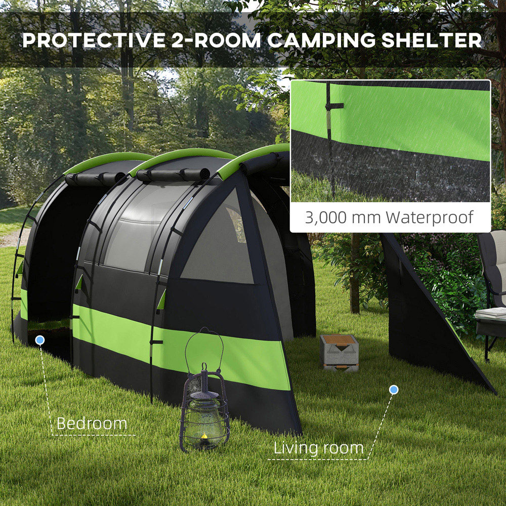 Outsunny 4-5 Person Blackout Camping Tent Black Image 4
